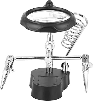 Lupa con clip auxiliar, estación de soldadura de lupa de escritorio con banco de trabajo de luz LED(TE-801) Vikingotek