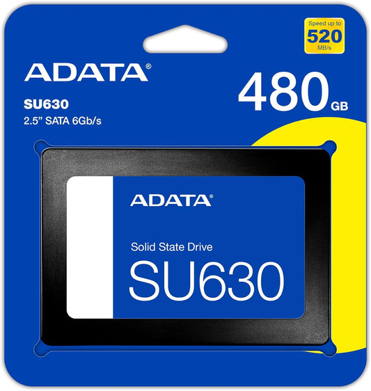 ADATA Unidad de Estado Sólido SSD SU630 480 GB 3D NAND , SATA III,QLC,2.5",520 MB/s de lectura y 450 MB/s de escrituraVikingotek