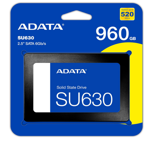 ADATA Unidad de Estado Sólido SSD SU630 960 GB 3D NAND , SATA III,QLC,2.5",520 MB/s de lectura y 450 MB/s de escritura Vikingotek