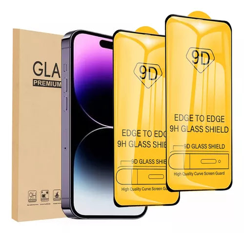 2 Piezas de Mica Cristal Templado Transparente 9d Completa Para Iphone 13/ 13 Pro/ 14  Vikingotek