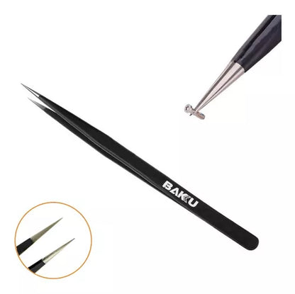 Tweezer Pinza Recta Antiestática Punta Larga Fina Baku Bk-11 Vikingotek