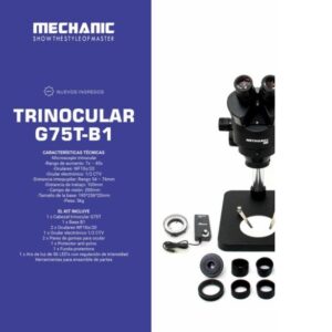 Microscopio Electrónica Mechanic Trinocular G75t-b1 Con Led Vikingotek
