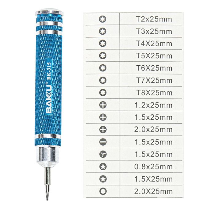 KIT DESTORNILLADORES BAKU BK-315 15 EN 1 BLISTER Vikingotek - Imagen 2